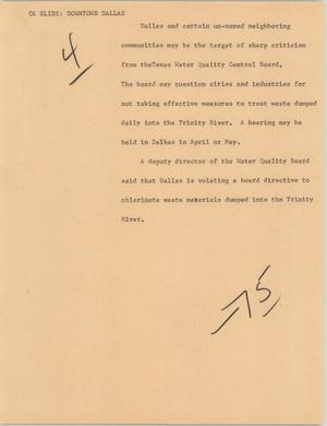 Primary view of object titled '[News Script: Downtown Dallas]'.