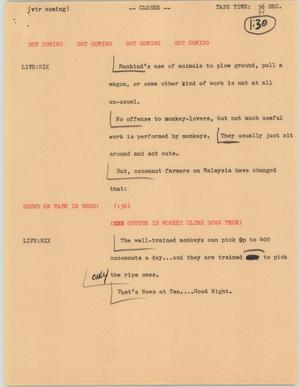 Primary view of object titled '[News Script: Cocoanut farmers]'.