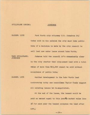 Primary view of object titled '[News Script: Johndroe]'.