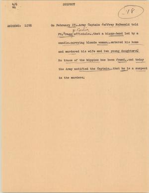 Primary view of object titled '[News Script: Suspect]'.
