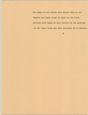 Primary view of object titled '[News Script: Murder trial proceeding]'.