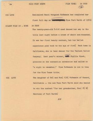Primary view of object titled '[News Script: Miss Fort Worth]'.