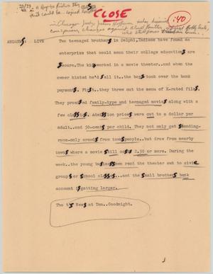 Primary view of object titled '[News Script: Boys take movie theater]'.