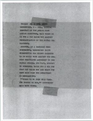 Primary view of object titled '[News Script: Senator Yarborough]'.