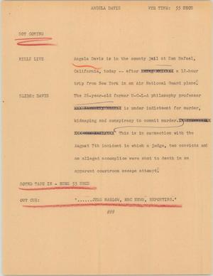 Primary view of object titled '[News Script: Angela Davis]'.