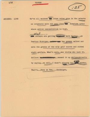 Primary view of object titled '[News Script: Crime rates]'.