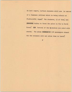 Primary view of object titled '[News Script: Hijackings]'.