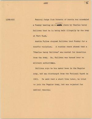 Primary view of object titled '[News Script: Army]'.