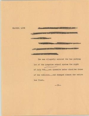Primary view of object titled '[News Script: Longview bombers tried]'.