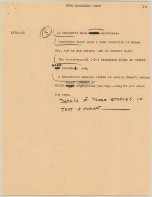 Primary view of object titled '[News Script: Rude reception]'.