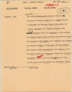 Primary view of object titled '[News Script: Kirk Florida]'.