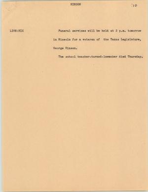 Primary view of object titled '[News Script: Hinson]'.