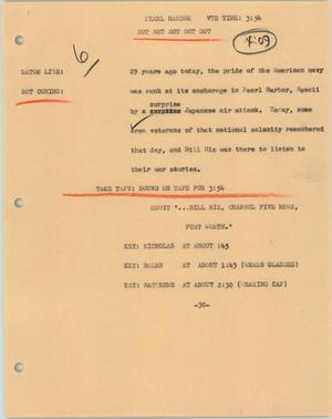 Primary view of object titled '[News Script: Pearl Harbor]'.