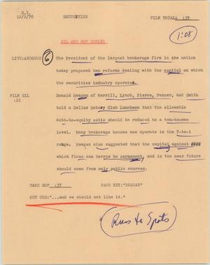 Primary view of object titled '[News Script: Brokerage firm]'.