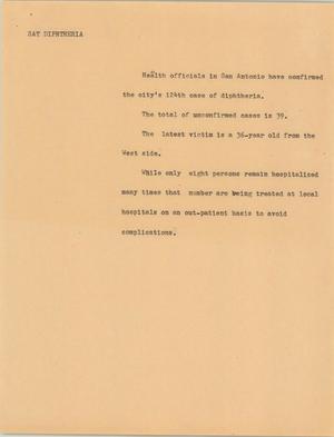 Primary view of object titled '[News Script: San Antonio Diptheria]'.