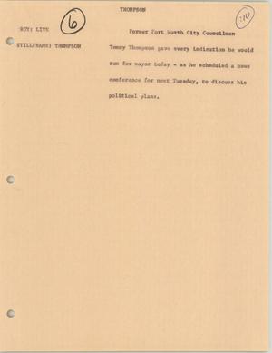 Primary view of object titled '[News Script: Thompson]'.