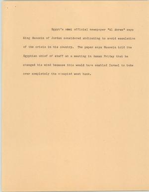 Primary view of object titled '[News Script: King Hussein]'.