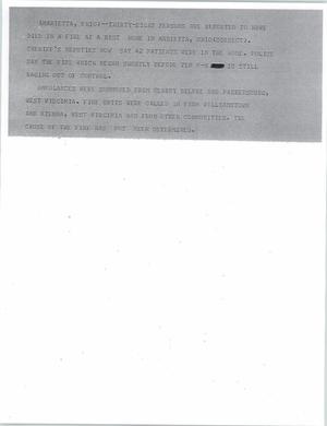 Primary view of object titled '[News Script: 38 fire deaths]'.