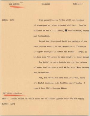 Primary view of object titled '[News Script: Hostages]'.