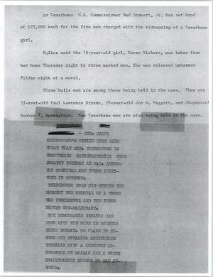Primary view of object titled '[News Script: Texarkana bond and senator surgery]'.