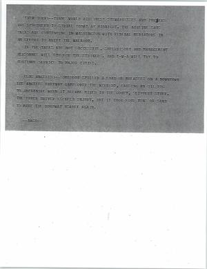 Primary view of object titled '[News Script: New York / Los Angeles update]'.