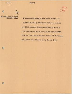Primary view of object titled '[News Script: Calley]'.