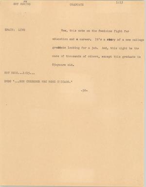 Primary view of object titled '[News Script: Graduate]'.