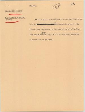 Primary view of object titled '[News Script: Bolivia]'.