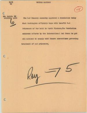 Primary view of object titled '[News Script: United Nations on POWs]'.