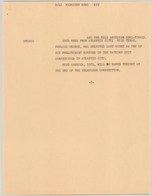 Primary view of object titled '[News Script: Miss America]'.