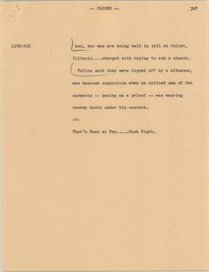 Primary view of object titled '[News Script: Robbers in jail]'.