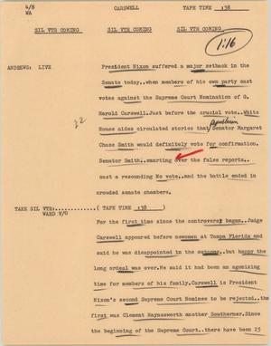 Primary view of object titled '[News Script: Carswell]'.