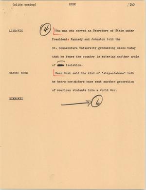 Primary view of object titled '[News Script: Former secretary of state speech]'.