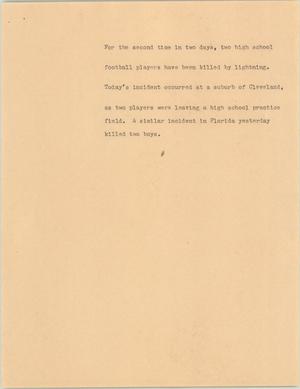 Primary view of object titled '[News Script: Lightning death]'.