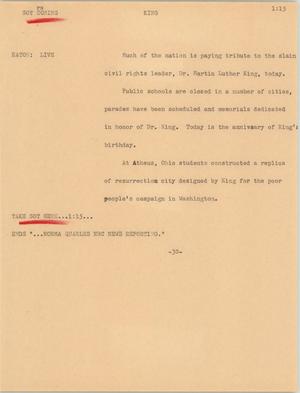 Primary view of object titled '[News Script: King]'.