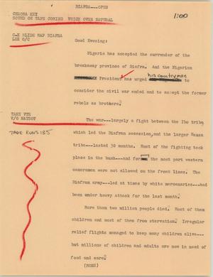Primary view of object titled '[News Script: Biafra]'.