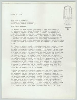 Primary view of object titled '[Letter from Edward L. Mattil and Donald Jack Davis to Jim B. Pearson, March 1, 1974]'.