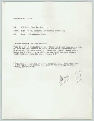 Primary view of object titled '[Letter from Lois Jones to full-time art faculty, November 14, 1980]'.