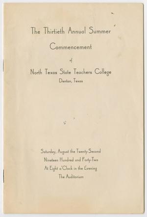 Primary view of object titled '[Commencement Program for North Texas State Teachers College, Summer 1942]'.