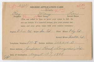 Primary view of object titled 'Degree Application Card'.