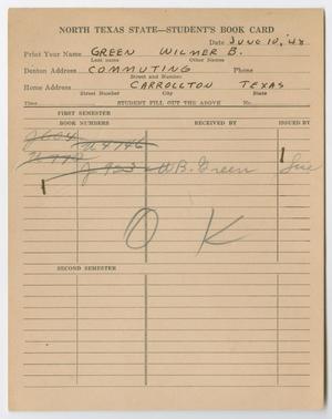 Primary view of object titled '[Book Card: Wilmer B. Green, June 10, 1948]'.