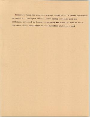 Primary view of object titled '[News Script: Geneva conference]'.