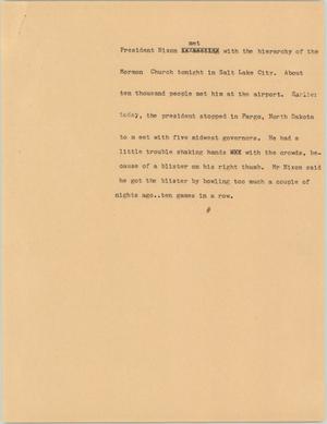 Primary view of object titled '[News Script: Nixon's travels]'.