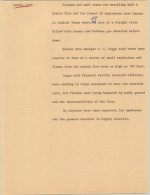 Primary view of object titled '[News Script: Fire in Texas]'.