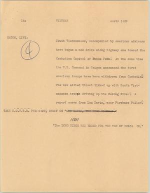 Primary view of object titled '[News Script: Troops toward Cambodian capitol]'.