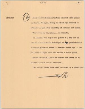 Primary view of object titled '[News Script: Racial]'.