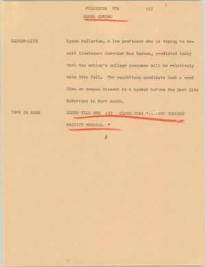 Primary view of object titled '[News Script: Fullerton]'.