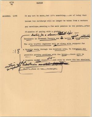 Primary view of object titled '[News Script: Closer]'.