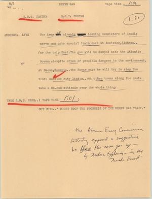 Primary view of object titled '[News Script: Nerve gas]'.