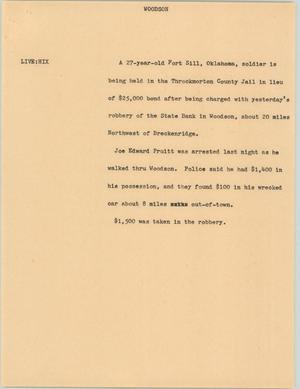 Primary view of object titled '[News Script: Woodson]'.